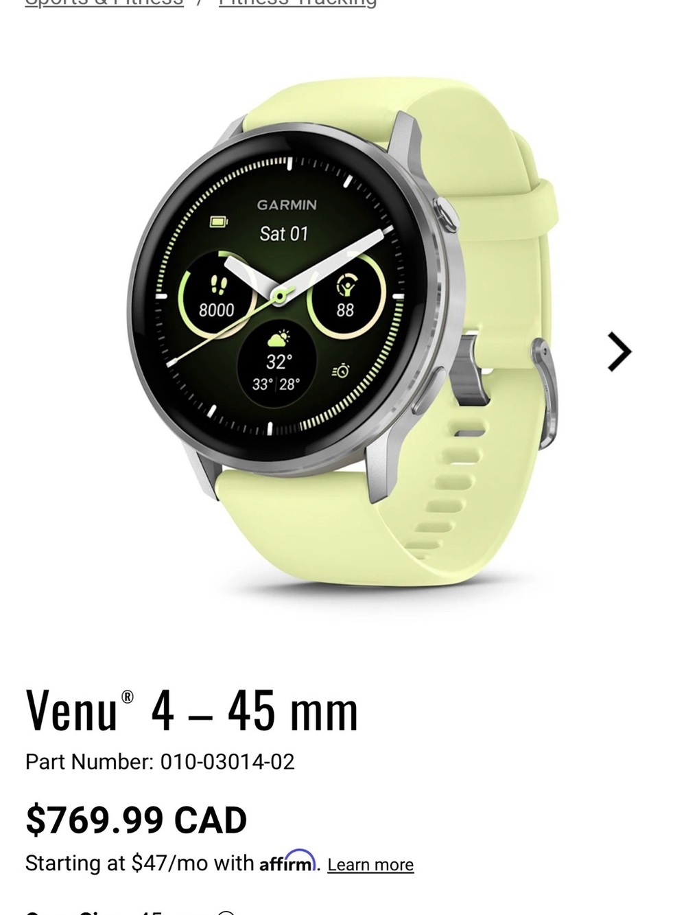 garmin Venu 4 Smartwatch - Pale Green Silicone Band